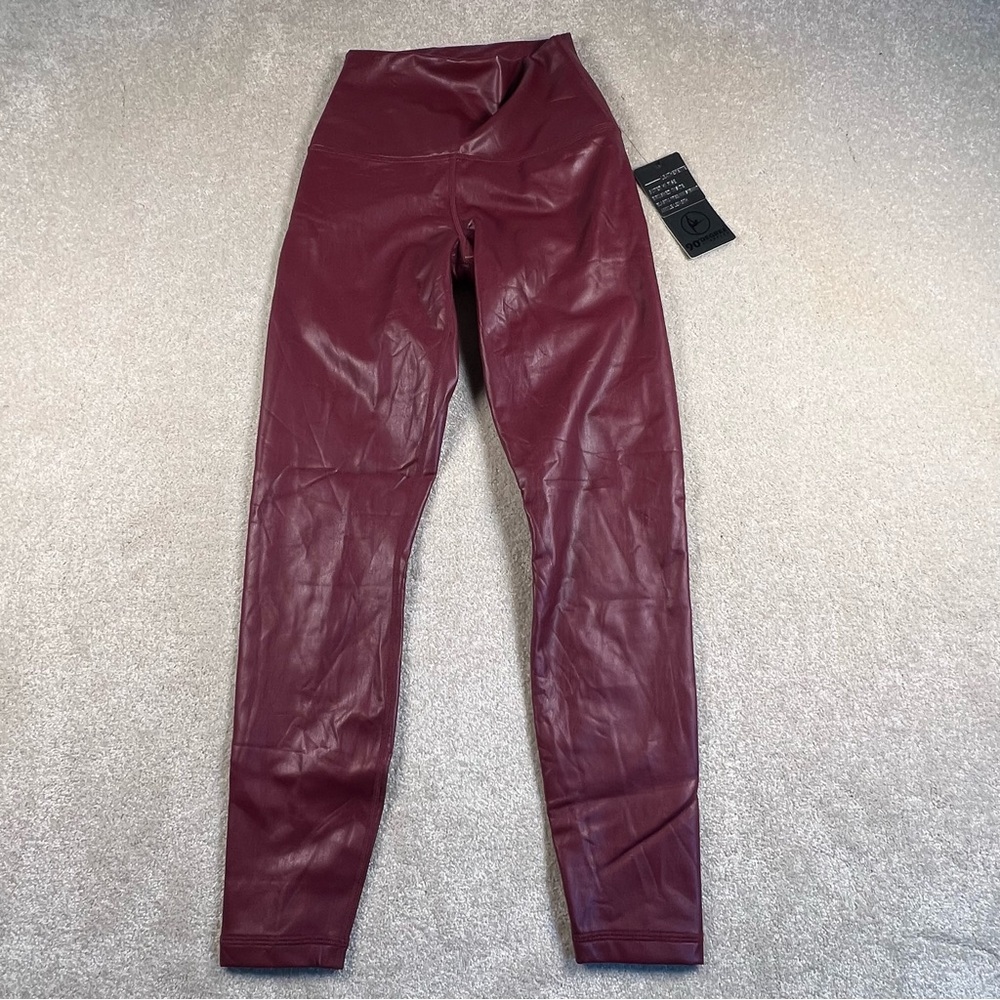 Faux Leather‎ Leggings 90 Degree by reflex Uptown Red Soft Lining NWT Small